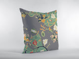 18" Green Gray Garden Zippered Suede Throw Pillow