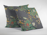 18" Green Gray Garden Zippered Suede Throw Pillow