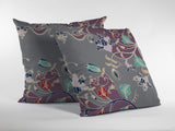 16" Purple Gray Garden Zippered Suede Throw Pillow