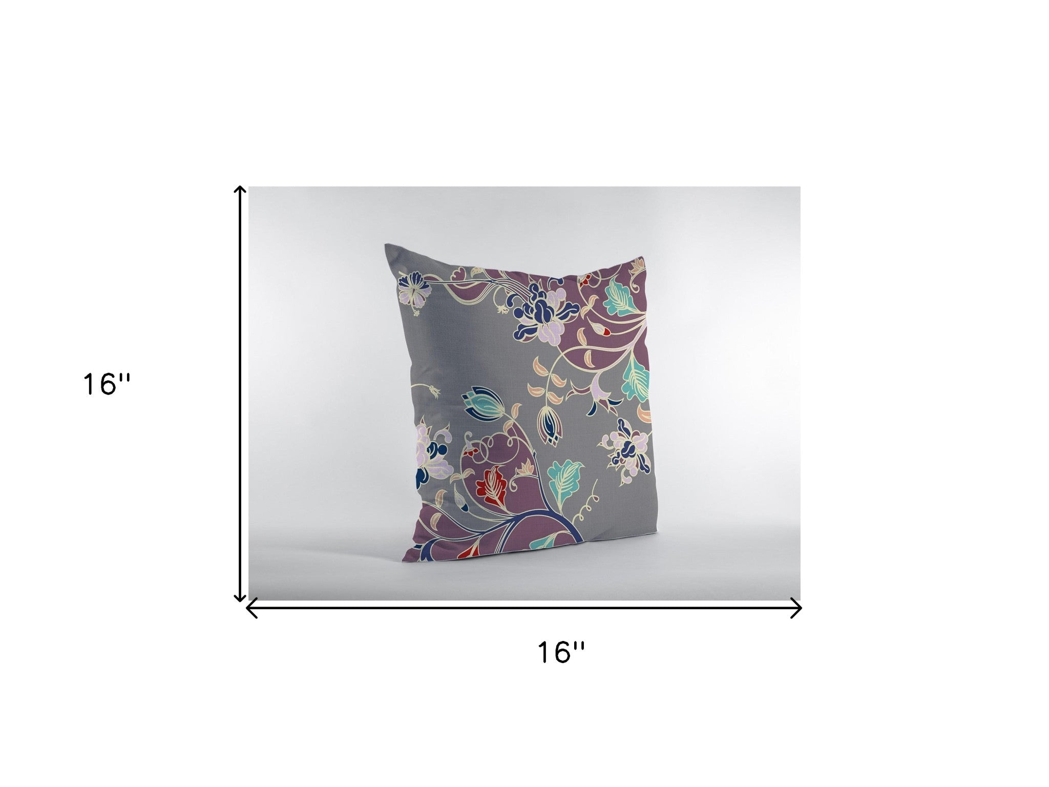 16" Purple Gray Garden Zippered Suede Throw Pillow