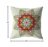 16" Orange Green Mandala Zip Suede Throw Pillow