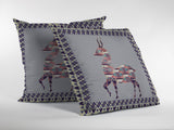 16" Purple Cream Boho Deer Zippered Suede Throw Pillow