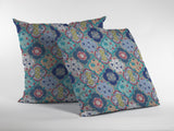 18” Blue Peach Trellis Suede Zippered Throw Pillow