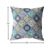 18” Blue Peach Trellis Suede Zippered Throw Pillow