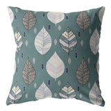 16” Pine Green Leaves Suede Zippered Throw Pillow