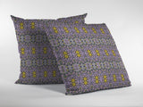 16” Purple Yellow Geofloral Zippered Suede Throw Pillow