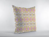 16” Yellow Lavender Geofloral Zippered Suede Throw Pillow