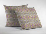 16” Yellow Lavender Geofloral Zippered Suede Throw Pillow