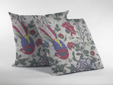 16” Pink Sage Peacock Zippered Suede Throw Pillow