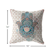 16” Blue Gray Hamsa Suede Zippered Throw Pillow