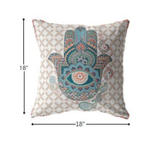 18” Blue Gray Hamsa Suede Zippered Throw Pillow