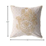 16” Gold White Hamsa Suede Zippered Throw Pillow