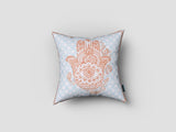 18” Blue Orange Hamsa Suede Zippered Throw Pillow