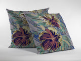 16” Terracotta Hibiscus Zippered Suede Throw Pillow