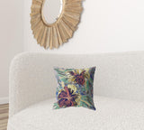 16” Terracotta Hibiscus Zippered Suede Throw Pillow