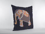 16” Orange Elephant Zippered Suede Throw Pillow