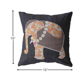 16” Orange Elephant Zippered Suede Throw Pillow