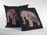 18” Orange Elephant Zippered Suede Throw Pillow