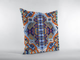 18" Orange Blue Boho Zippered Suede Throw Pillow