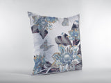 16” Gray White Butterfly Zippered Suede Throw Pillow