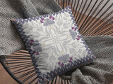 16" Gray Floral Frame Zippered Suede Throw Pillow