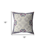 18" Gray Floral Frame Zippered Suede Throw Pillow