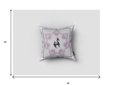 18” Gray Purple Horse Zippered Suede Throw Pillow