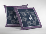 18” Navy Purple Horse Zippered Suede Throw Pillow