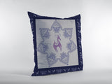 16” Gray Purple Horse Zippered Suede Throw Pillow