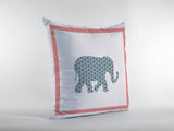 18” Blue Pink Elephant Zippered Suede Throw Pillow