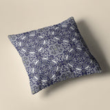 18" Navy Boho Pattern Zippered Suede Throw Pillow