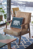 16” Spruce Blue Elephant Zippered Suede Throw Pillow