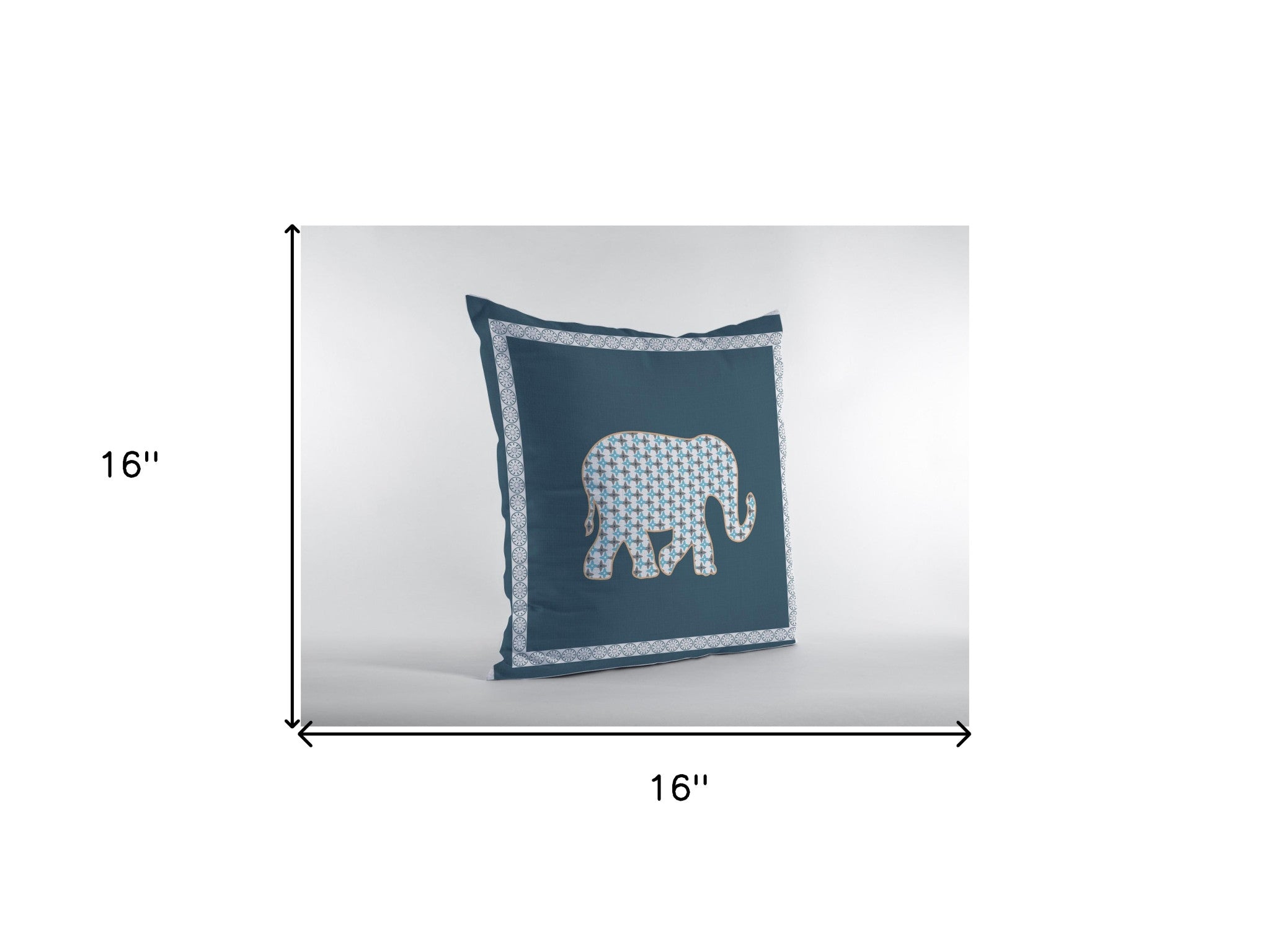 16” Spruce Blue Elephant Zippered Suede Throw Pillow