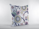 16” White Yellow Floral Suede Zippered Throw Pillow