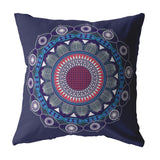 16"x16" Navy Zippered Suede Floral Throw Pillow