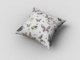 16" White Butterflies Zippered Suede Throw Pillow