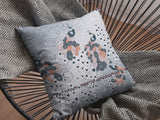 18” Gray Black Boho Bird Zippered Suede Throw Pillow