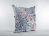 16” Gray Orange Boho Bird Zippered Suede Throw Pillow