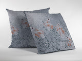 16” Gray Orange Boho Bird Zippered Suede Throw Pillow