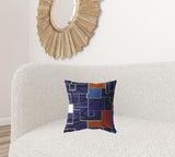 16" Navy Puzzle Piece Zippered Suede Throw Pillow