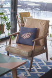 16" Denim Blue Butterfly Zippered Suede Throw Pillow