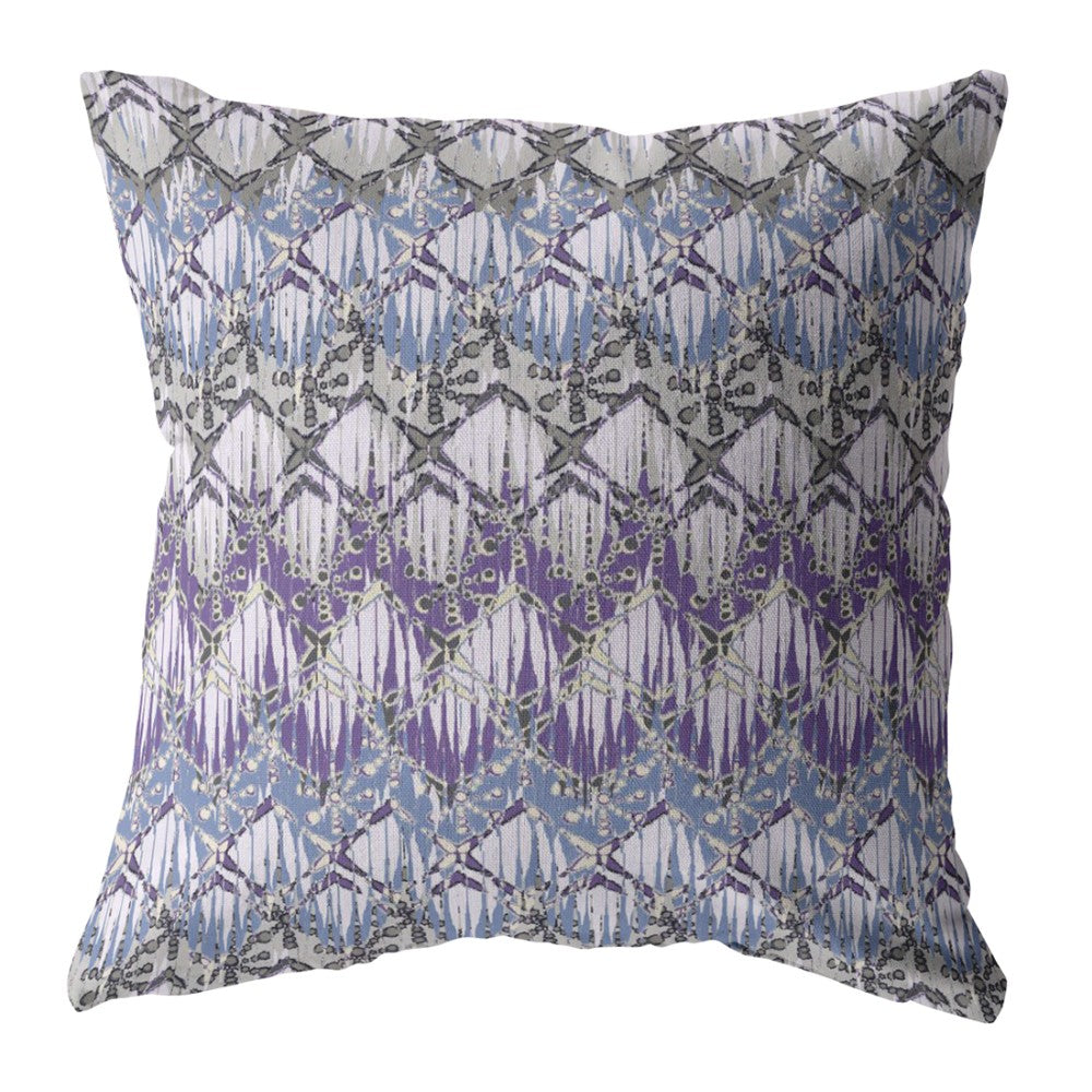 16” Purple Gray Hatch Zippered Suede Throw Pillow