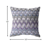 18” Purple Gray Hatch Zippered Suede Throw Pillow