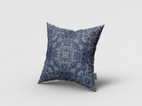 18” Indigo Boho Ornate Zippered Suede Throw Pillow