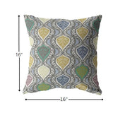 16” Gray Gold Ogee Zippered Suede Throw Pillow