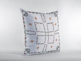 16” White Floral Suede Zippered Throw Pillow