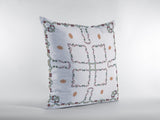 18” White Floral Suede Zippered Throw Pillow