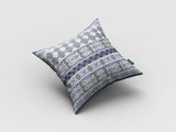 16” Navy White Strips Zippered Suede Throw Pillow