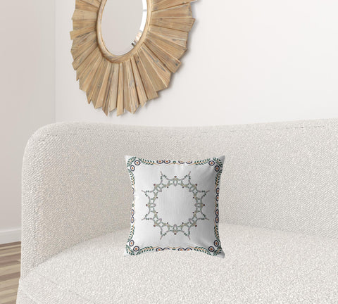 16"x16" White Zippered Suede Floral Throw Pillow