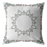 18"x18" White Zippered Suede Floral Throw Pillow